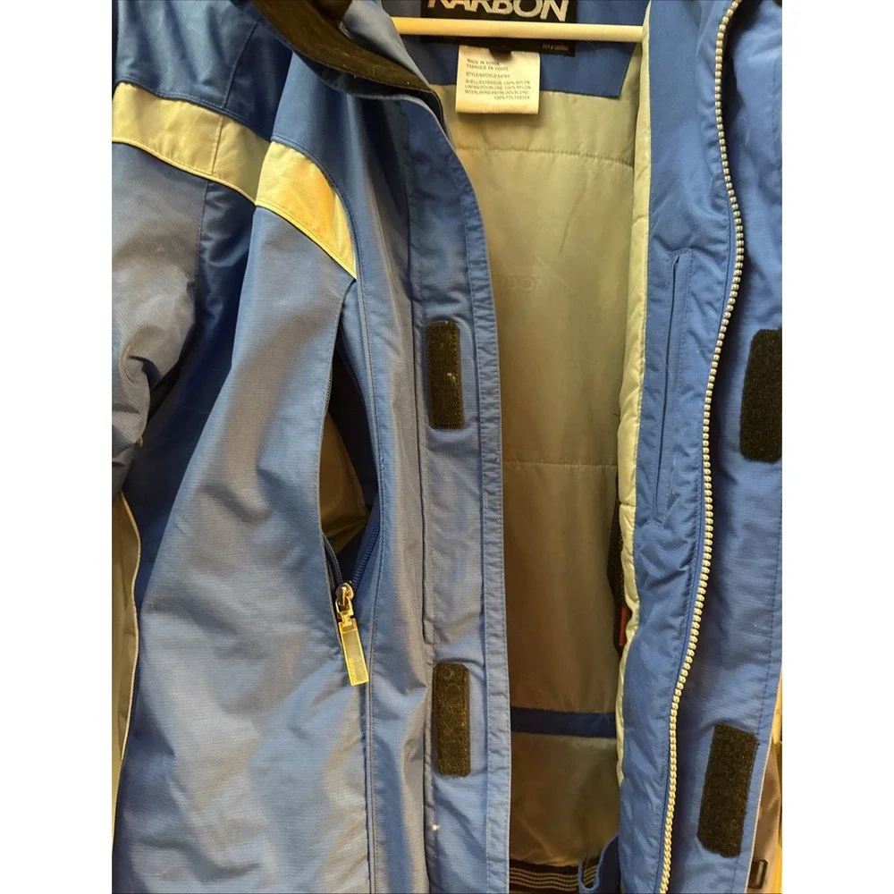 Karbon Kids Ski Snowboarding Jacket Blue Gray Hooded Sz 16‎ Winter Detach Hood